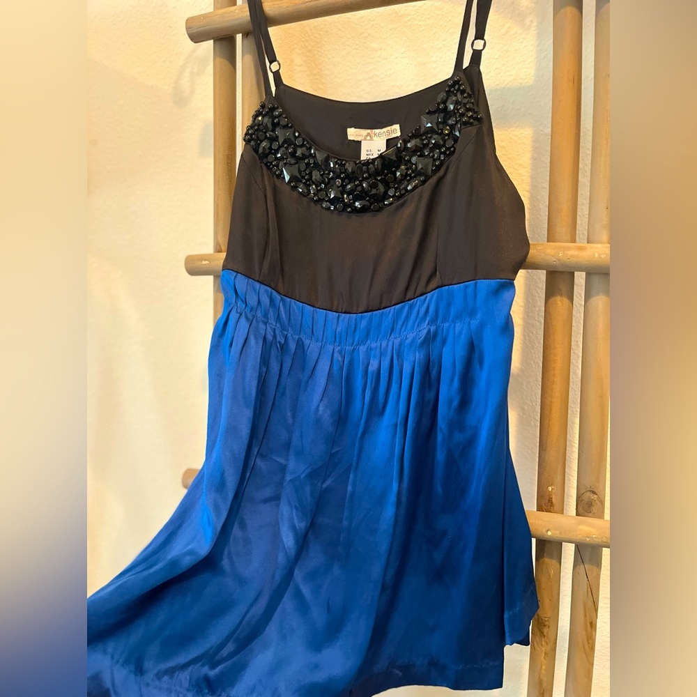 Y2K, KENSIE Royal Blue 💙 Size Medium Beaded Camisole Babydoll style